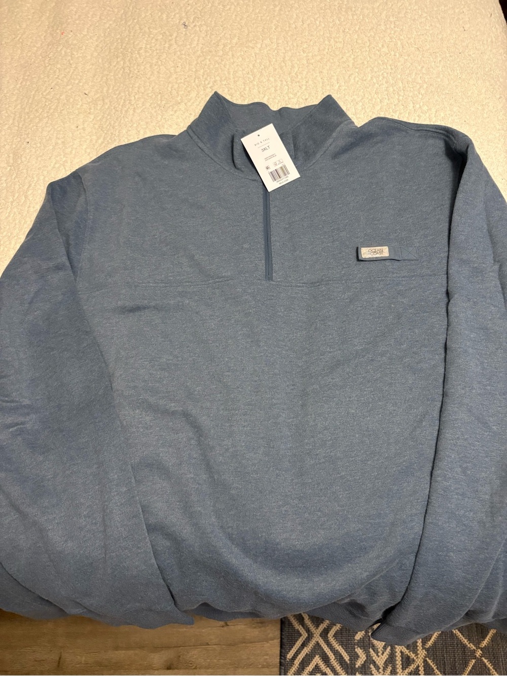 Men's Zip-Neck Sweater Pullover - Dusty Blue